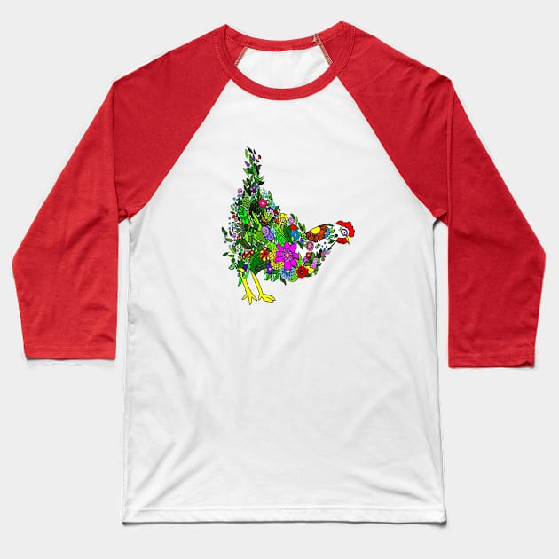 Flower Chicken Baseball T-Shirt by imphavok